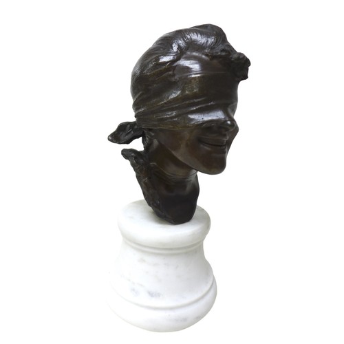 251 - Giuseppe Renda (Italian, 1859-1939): 'Bust of a girl wearing a blindfold' (La Dea Bandata V1), a bro... 