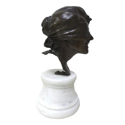 251 - Giuseppe Renda (Italian, 1859-1939): 'Bust of a girl wearing a blindfold' (La Dea Bandata V1), a bro... 