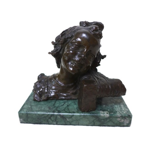 252 - Giuseppe Renda (Italian, 1859-1939): 'Bust of a girl with a ribbon' (Bambina con nastro), a bronze s... 