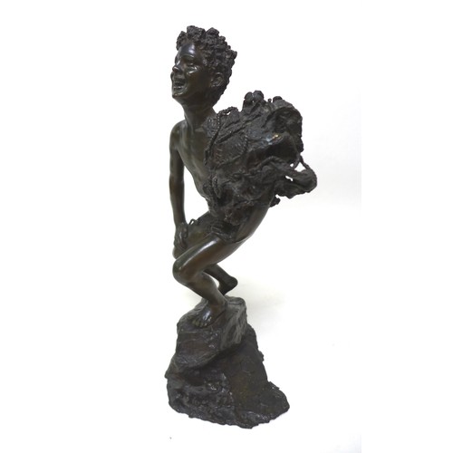 254 - Giuseppe Renda (Italian, 1859-1939): 'Fisherboy' (Pecatorello; Estasi), a bronze sculpture, signed '... 