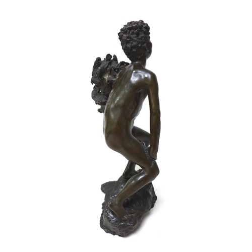 254 - Giuseppe Renda (Italian, 1859-1939): 'Fisherboy' (Pecatorello; Estasi), a bronze sculpture, signed '... 