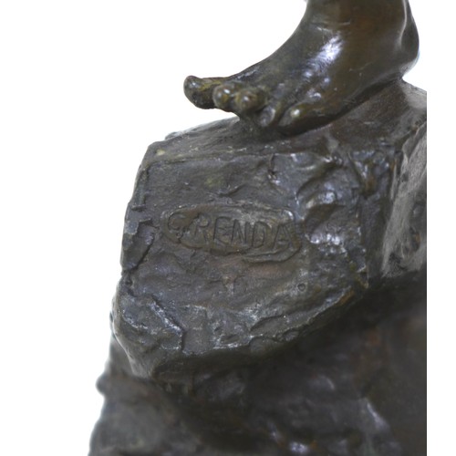 254 - Giuseppe Renda (Italian, 1859-1939): 'Fisherboy' (Pecatorello; Estasi), a bronze sculpture, signed '... 