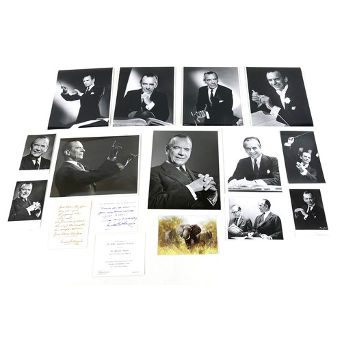 310 - A small group of Malcolm Sargent ephemera, including some photocards, invitation cards, and a Christ... 