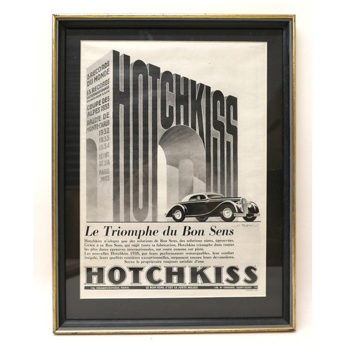 396 - Motoring interest: a group of five 1930s framed black and white French motoring advertising prints. ... 