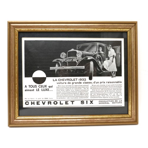 396 - Motoring interest: a group of five 1930s framed black and white French motoring advertising prints. ... 