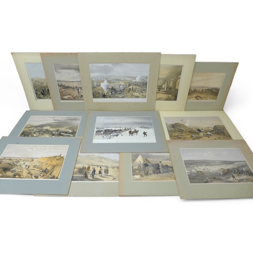 399 - A collection of twenty eight lithographs, each depicting military battles and manoeuvres, mostly fro... 