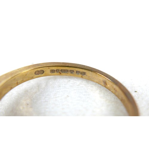 116 - Three gold rings comprising a 9ct gold triple band tri-colour Russian wedding ring, 4.4g, size J, an... 