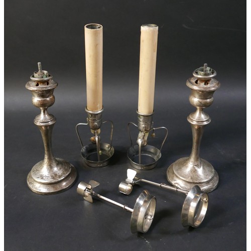 11 - A pair of silver candlesticks, engraved 'From The Officers 20th Lancers March 28th 1931', with weigh... 