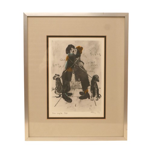 401 - After Harold Riley (British, 1934-2023): 'The Couple', signed limited edition print, 8/15, 30 by 21c... 