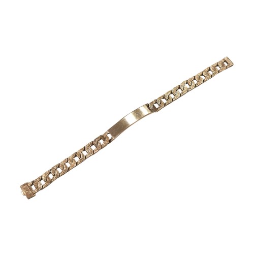 59 - A 9ct gold flat weave identity bracelet, with blank name plate, 29.8g, 19.2cm long.