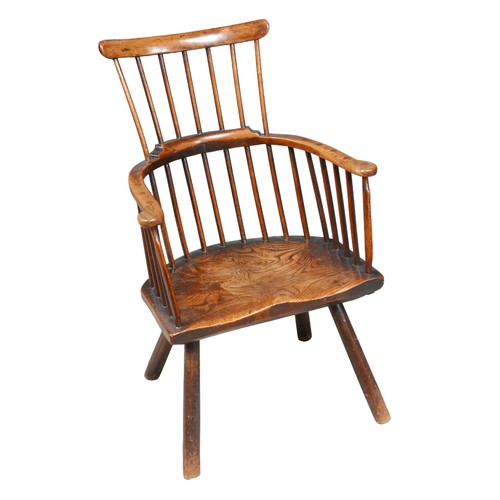 538 - An 18th century oak and elm Lancashire comb back chair armchair, 53 by 54 by 85cm high.