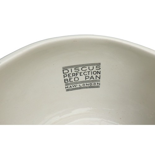 203 - A group of ten antique ceramic bedpans, of 'Perfection' form, many with text to interior and base, t... 