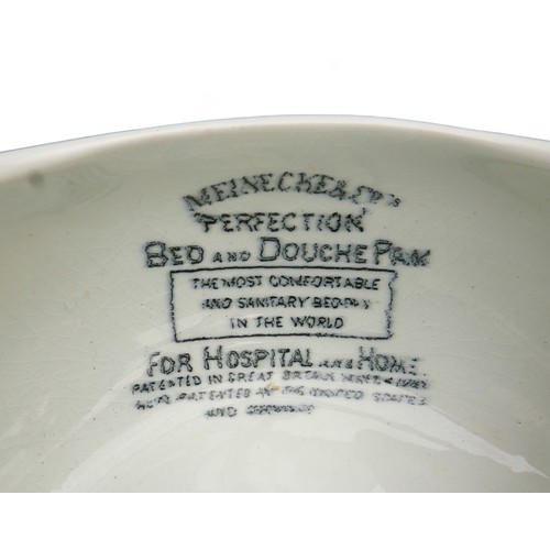 204 - A group of ten antique ceramic bedpans, of 'Perfection' form, including Meinecke, Meritor and Maw's,... 