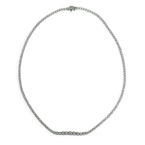 152 - A diamond and 18ct white gold graduated riviere necklace, by Heidi Kjeldsen, comprising 140 diamonds... 