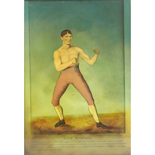 350 - A set of four 19th century pugilist (boxing) lithographs on glass, 'Tom Cannon, The Windsor Bargeman... 