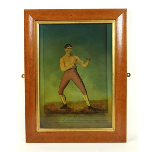 350 - A set of four 19th century pugilist (boxing) lithographs on glass, 'Tom Cannon, The Windsor Bargeman... 