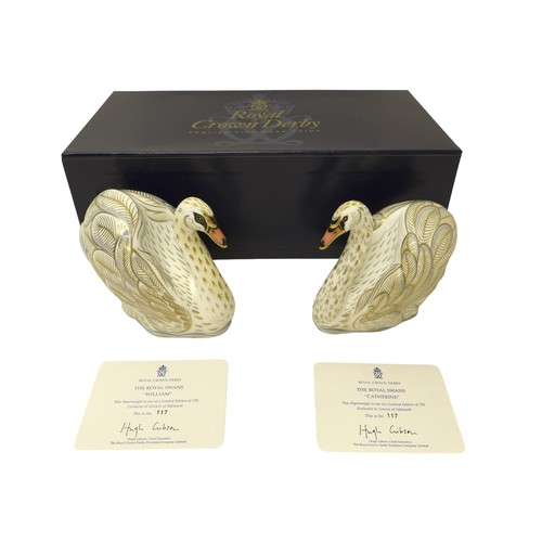 237 - A Royal Crown Derby group The Royal Swans Catherine and William number no.117 of 750 paperweights, b... 