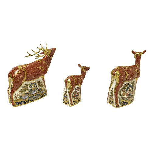 242 - Three limited edition Royal Crown Derby paperweights comprising Red Stag no.391 of 395, Sherwood Hin... 