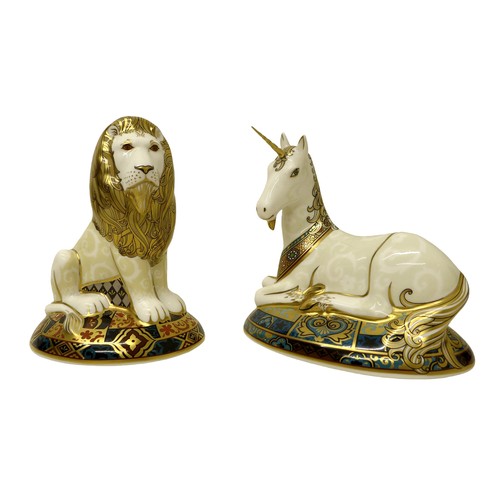 226 - Two boxed Royal Crown Derby paperweights for Govier's of Sidmouth, Heraldic Lion limited edition no.... 