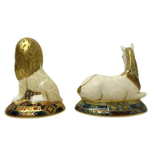 226 - Two boxed Royal Crown Derby paperweights for Govier's of Sidmouth, Heraldic Lion limited edition no.... 