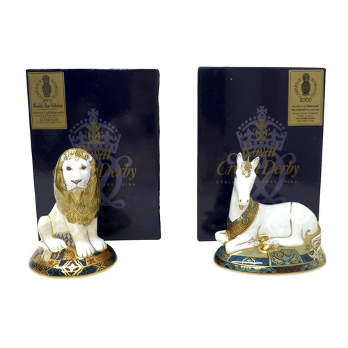 226 - Two boxed Royal Crown Derby paperweights for Govier's of Sidmouth, Heraldic Lion limited edition no.... 