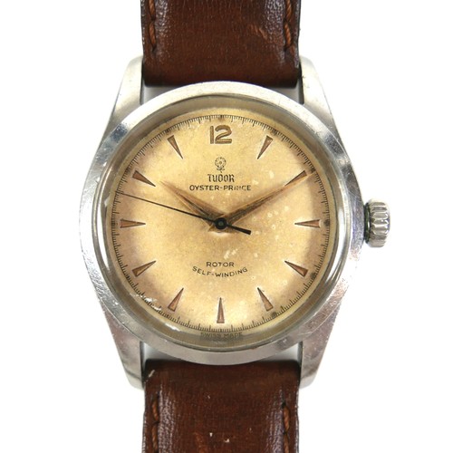 166 - A Tudor Oyster-Prince stainless steel gentleman's wristwatch, circa 1950s, with cream dial signed 'R... 