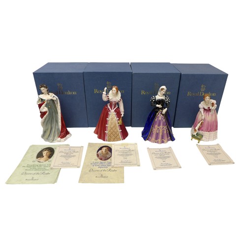 231 - A group of four Royal Doulton figurines, modelled as Queens of the Realm, comprising Queen Elizabeth... 