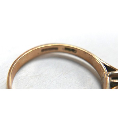 112 - Two pieces of 9ct gold jewellery, a diamond solitaire ring, the round cut stone 3mm diameter, size M... 