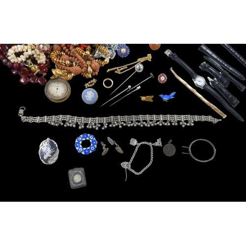 79 - A collection of costume jewellery, including some silver, approximately 1.3toz gross, together with ... 