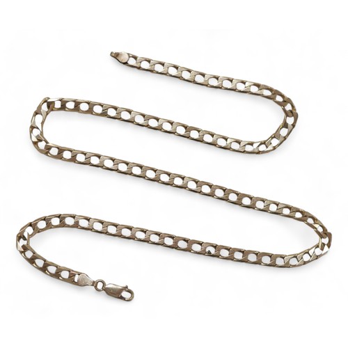 57 - A 9ct gold flat weave chain necklace, 16.2g, 47cm long.