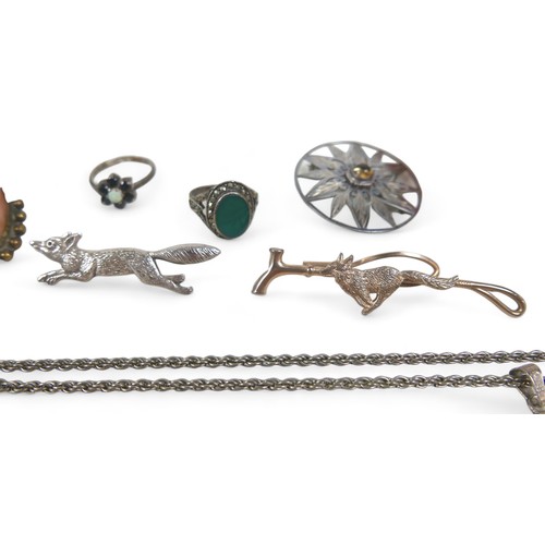 72 - A collection of assorted costume and silver jewellery, to include a silver charm bracelet and a gold... 