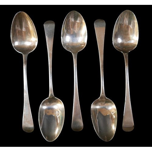 8 - A small group of silver flatware, including a pair of George III table spoons, William and Ann Batem... 