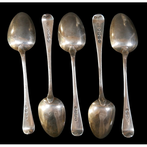 8 - A small group of silver flatware, including a pair of George III table spoons, William and Ann Batem... 