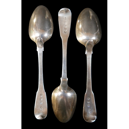 8 - A small group of silver flatware, including a pair of George III table spoons, William and Ann Batem... 