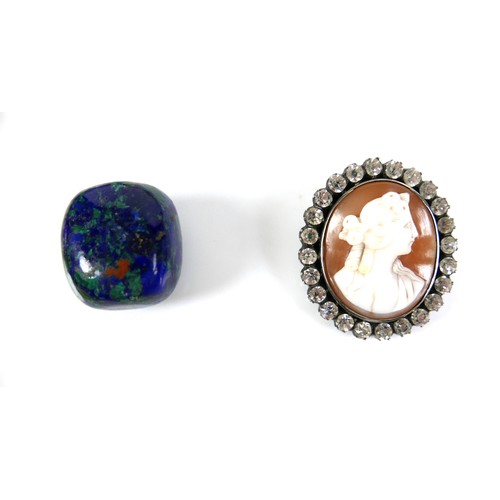 75 - A small group of jewellery, comprising an unmounted opal, rounded cube form, 20 by 18 by 15mm, 11.2g... 