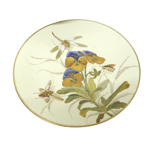 209 - A Bodley china part dessert service, decorated with relief moulded and painted design, each piece di... 