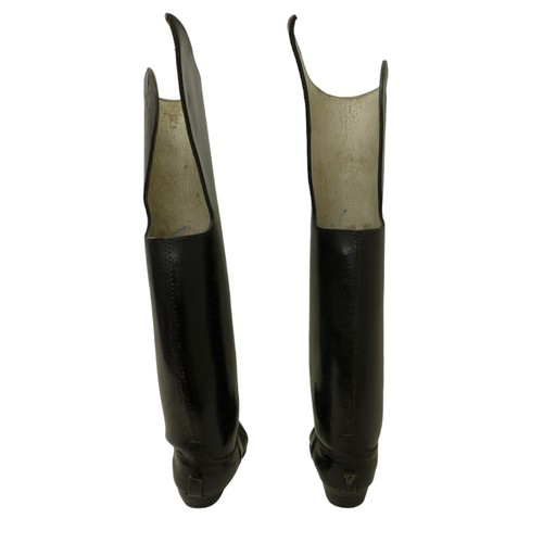 320 - A pair of patent black leather cavalry boots, marked '17' on the bottom, approximately a UK size 7, ... 