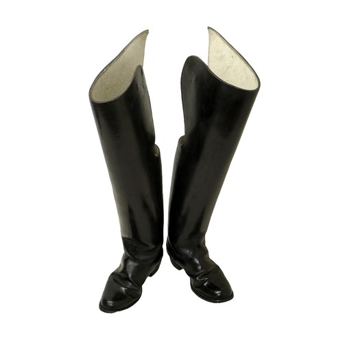 320 - A pair of patent black leather cavalry boots, marked '17' on the bottom, approximately a UK size 7, ... 