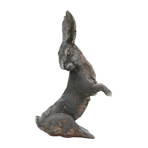 264 - Pierre Diamantopoulo (British, b. 1952): studio pottery figurine of a seated hare, with maker's mark... 