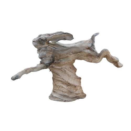 265 - Pierre Diamantopoulo (British, b. 1952): studio pottery figurine of a leaping hare with ears pinned ... 