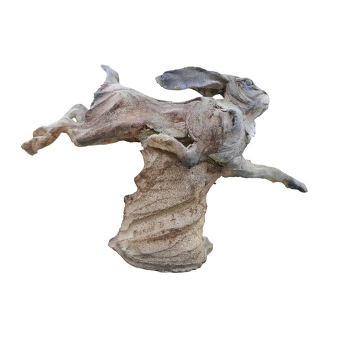 265 - Pierre Diamantopoulo (British, b. 1952): studio pottery figurine of a leaping hare with ears pinned ... 