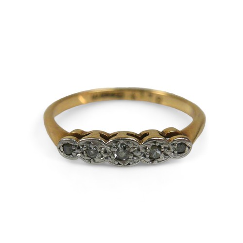 88 - Two gold dress rings, comprising an 18ct gold five stone diamond ring, with small round cut stones, ... 