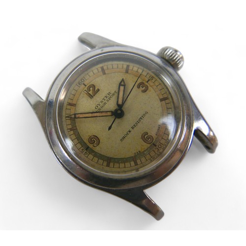 162 - A Rolex Oyster Junior Sport stainless steel wristwatch, circa 1940, circular cream 'tropical' dial, ... 