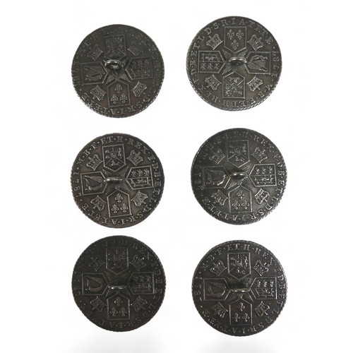 62 - A set of six silver coin buttons, George III shilling. (6)