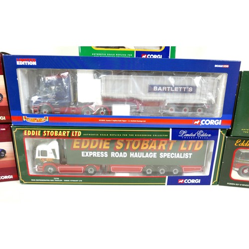 328 - A group of three diecast Corgi 1:50 scale Eddie Stobart lorries, comprising Refrigerated Box Trailer... 