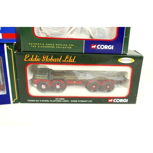 328 - A group of three diecast Corgi 1:50 scale Eddie Stobart lorries, comprising Refrigerated Box Trailer... 