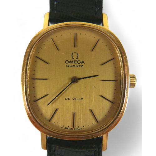 158 - A vintage Omega De Ville steel and gold plated wristwatch, circa 1980s, ref. MD 191 0046, the oval b... 