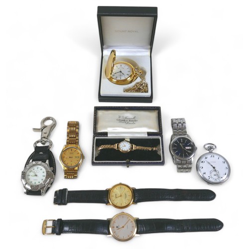 159 - A collection of watches, comprising a Rotary 9ct gold cased lady's wristwatch, white dial, case 19mm... 