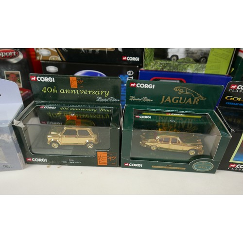 332 - A collection of model vehicles, including various boxed models, Corgi 40th Anniversary gold plated J... 