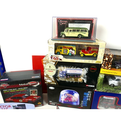 332 - A collection of model vehicles, including various boxed models, Corgi 40th Anniversary gold plated J... 